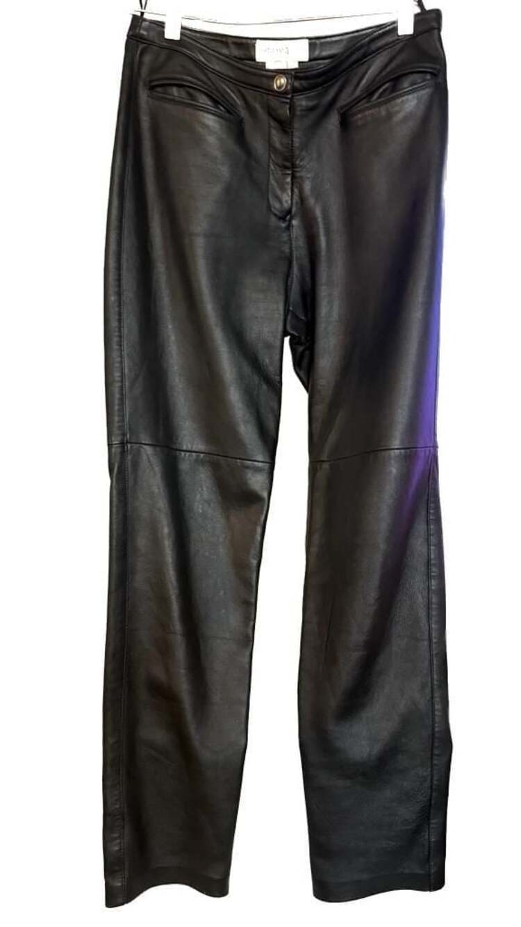 Vintage Margaret Godfrey 100% Leather Black Flare Pants